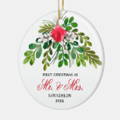 Elegant Waterverf Greenery Passen getrouwd de heer Keramisch Ornament (Links)