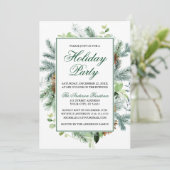 Elegant Waterverf Greenery Pine Holiday Kaart (Staand voorkant)