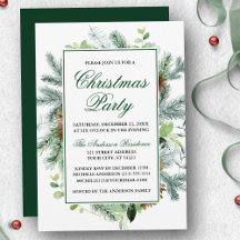 Elegant Waterverf Greenery Pine Kerstparty