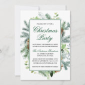 Elegant Waterverf Greenery Pine Kerstparty Kaart (Voorkant)