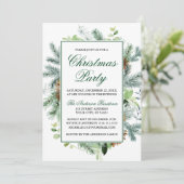 Elegant Waterverf Greenery Pine Kerstparty Kaart (Staand voorkant)
