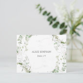 Elegant Waterverf Greenery Place Card Uitnodiging Briefkaart (Staand voorkant)