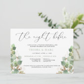 Elegant Waterverf Greenery Rehearsal Dinner Kaart (Staand voorkant)