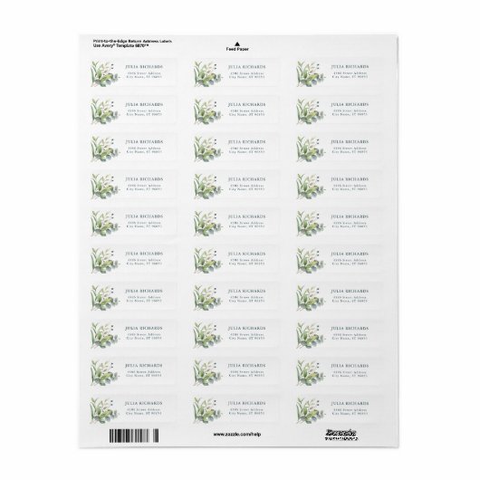 Elegant Waterverf Greenery Return Address Label (Full Sheet)