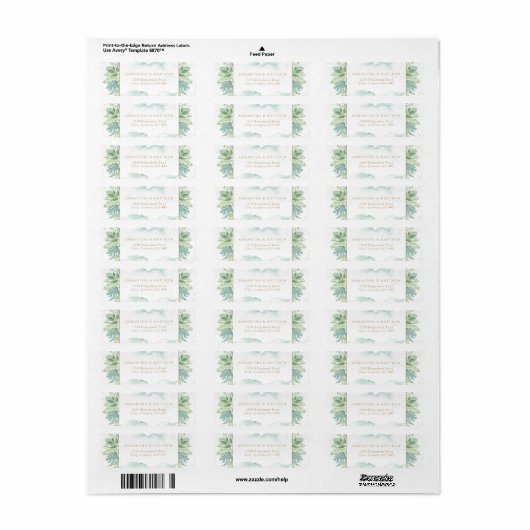 Elegant Waterverf Greenery Return Address Label (Full Sheet)