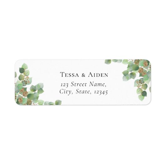 Elegant Waterverf Greenery Return Address Label (Voorkant)