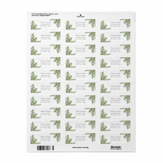 Elegant Waterverf Greenery Return Address Label (Full Sheet)