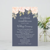 Elegant Waterverf Greenery Roos Wedding Programme (Staand voorkant)