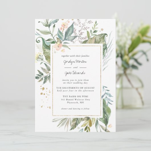 Elegant Waterverf Greenery | Roze Floral Wedding (Staand voorkant)