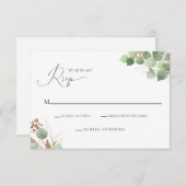 Elegant Waterverf Greenery RSVP Enclosure Kaart (Voorkant / Achterkant)