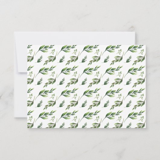 Elegant Waterverf Greenery RSVP Kaartje (Achterkant)
