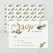 Elegant Waterverf Greenery RSVP Kaartje (Voorkant / Achterkant)