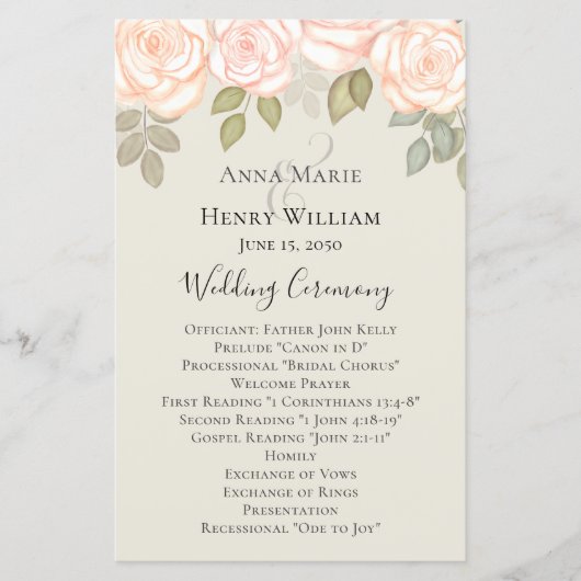 Elegant Waterverf Greenery Sage Wedding Programme (Voorkant)