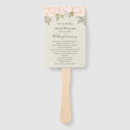 Elegant Waterverf Greenery Sage Wedding Programme Handwaaier (Voorkant)