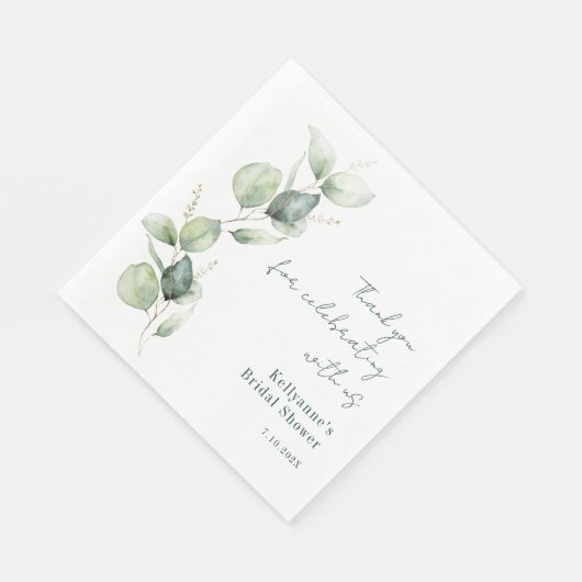 Elegant Waterverf Greenery Script Vrijgezellenfees Servet (Hoek)