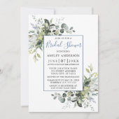 Elegant Waterverf Greenery Shower Dusty Blue Kaart (Voorkant)