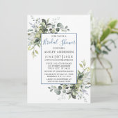 Elegant Waterverf Greenery Shower Dusty Blue Kaart (Staand voorkant)