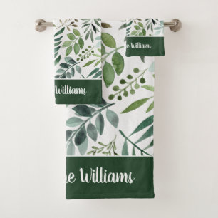 Elegant Waterverf Greenery verlaat persoonlijke Bad Handdoek