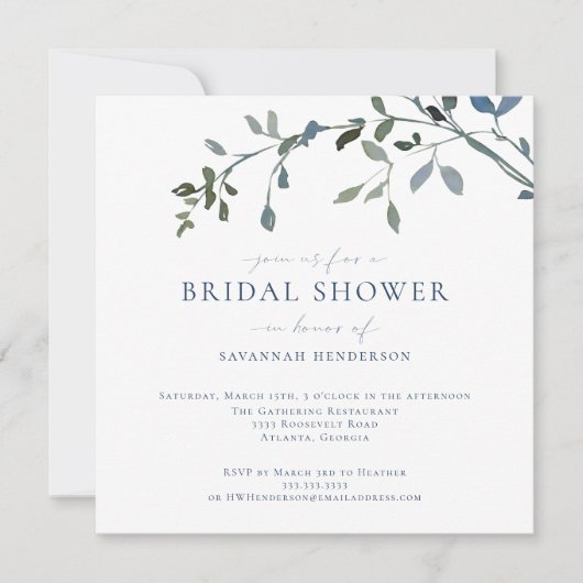 Elegant Waterverf Greenery Vines Vrijgezellenfeest Kaart (Voorkant)