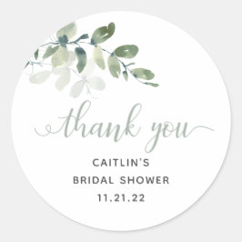 Elegant Waterverf Greenery Vrijgezellenfeest Favor Ronde Sticker