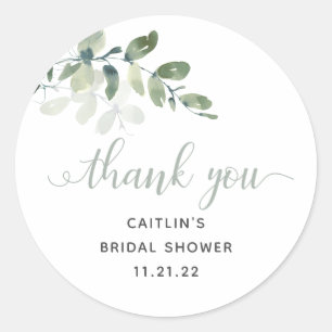 Elegant Waterverf Greenery Vrijgezellenfeest Favor Ronde Sticker