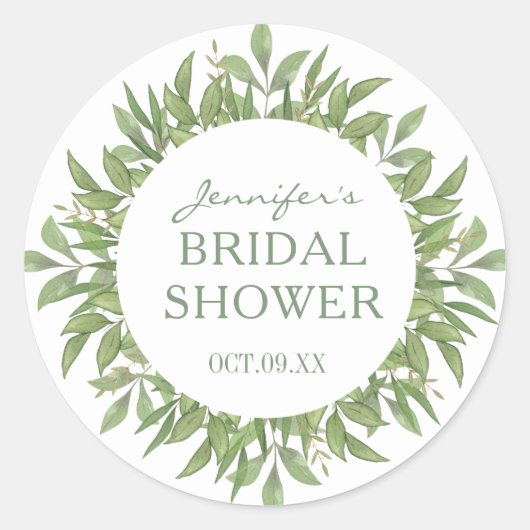 Elegant Waterverf greenery vrijgezellenfeest Ronde Sticker (Voorkant)
