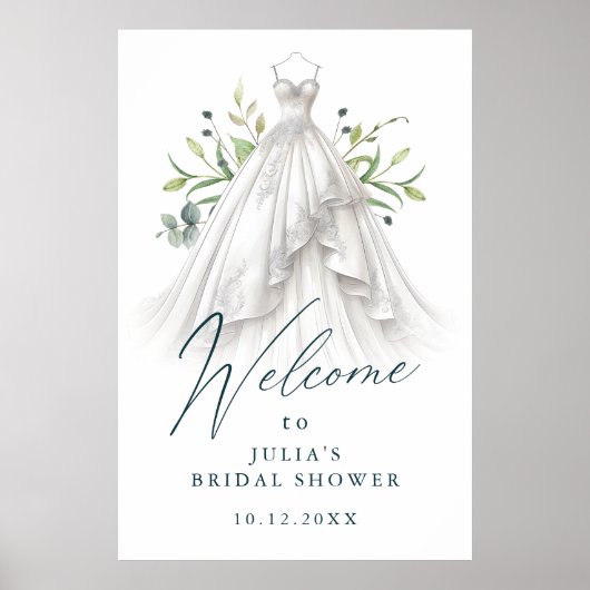 Elegant Waterverf Greenery Vrijgezellenfeest Welko Poster (Voorkant)