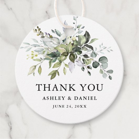 Elegant Waterverf Greenery Wedding Bedankjes Labels (Voorkant)
