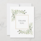 Elegant Waterverf Greenery Wedding Bedankt (Voorkant)