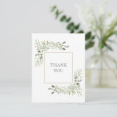 Elegant Waterverf Greenery Wedding Bedankt (Staand voorkant)
