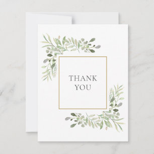 Elegant Waterverf Greenery Wedding Bedankt