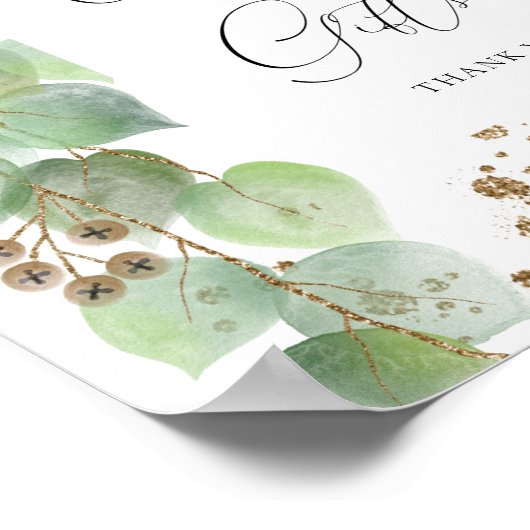 Elegant Waterverf Greenery Wedding Cards & Gifts Poster (Hoek)