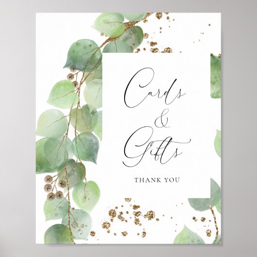 Elegant Waterverf Greenery Wedding Cards & Gifts Poster (Voorkant)