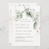 Elegant Waterverf Greenery Wedding Christelijk Kaart (Voorkant / Achterkant)