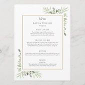Elegant Waterverf Greenery Wedding Dinner Menu (Voorkant)