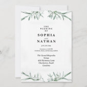 Elegant Waterverf Greenery Wedding Invitation Kaart (Voorkant)