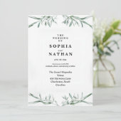 Elegant Waterverf Greenery Wedding Invitation Kaart (Staand voorkant)