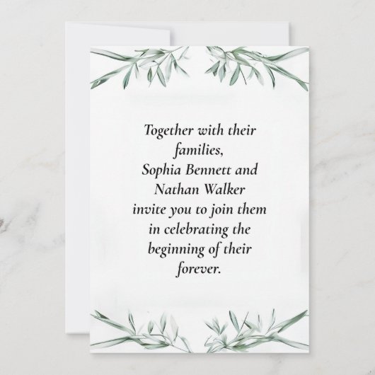 Elegant Waterverf Greenery Wedding Invitation Kaart (Achterkant)