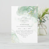 Elegant Waterverf Greenery Wedding Invitation Kaart (Staand voorkant)
