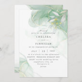 Elegant Waterverf Greenery Wedding Invitation Kaart (Voorkant / Achterkant)