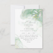 Elegant Waterverf Greenery Wedding Invitation Kaart (Voorkant)