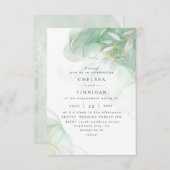 Elegant Waterverf Greenery Wedding Invitation Kaart (Voorkant / Achterkant)
