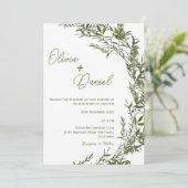 Elegant Waterverf Greenery Wedding Invitation Kaart (Staand voorkant)