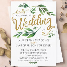 Elegant Waterverf Greenery Wedding Invitation