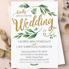 Elegant Waterverf Greenery Wedding Invitation Kaart