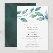Elegant Waterverf Greenery Wedding Kaart (Voorkant / Achterkant)