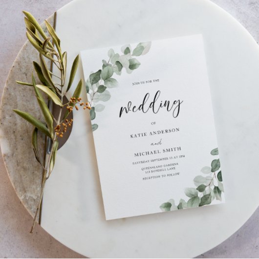 Elegant Waterverf Greenery Wedding Kaart