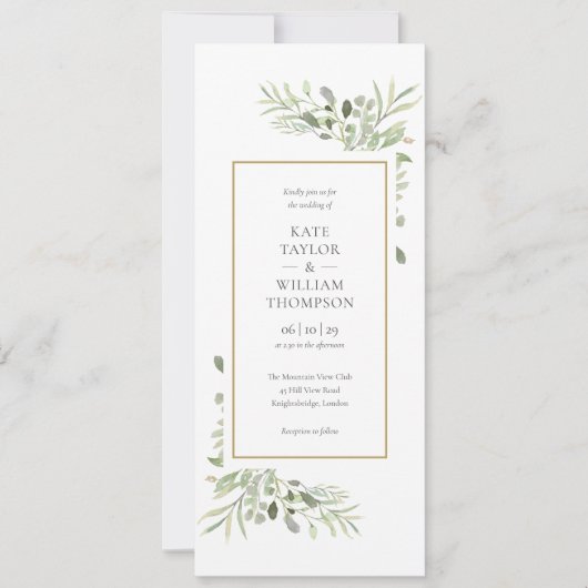 Elegant Waterverf Greenery Wedding Kaart (Voorkant)