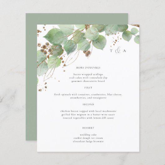 Elegant Waterverf Greenery Wedding Menus (Voorkant / Achterkant)