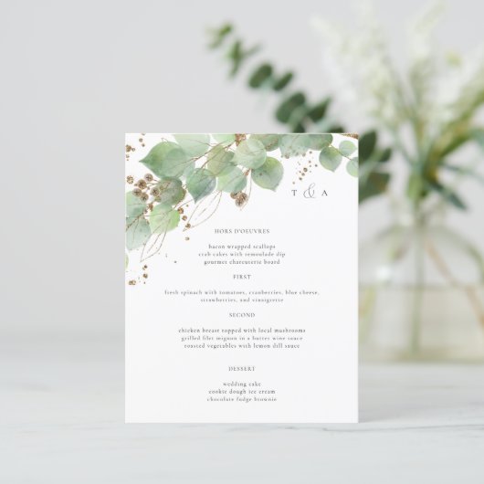 Elegant Waterverf Greenery Wedding Menus (Staand voorkant)